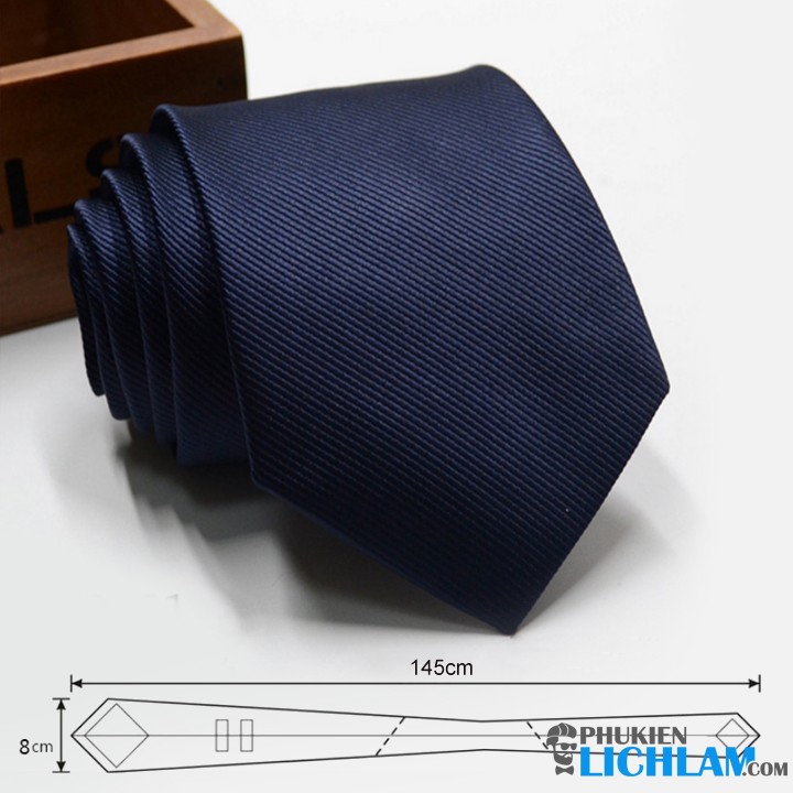 Cà Vạt Nam 100% Lụa Cao Cấp Bản 8cm X 145cm xanh dương QT1250