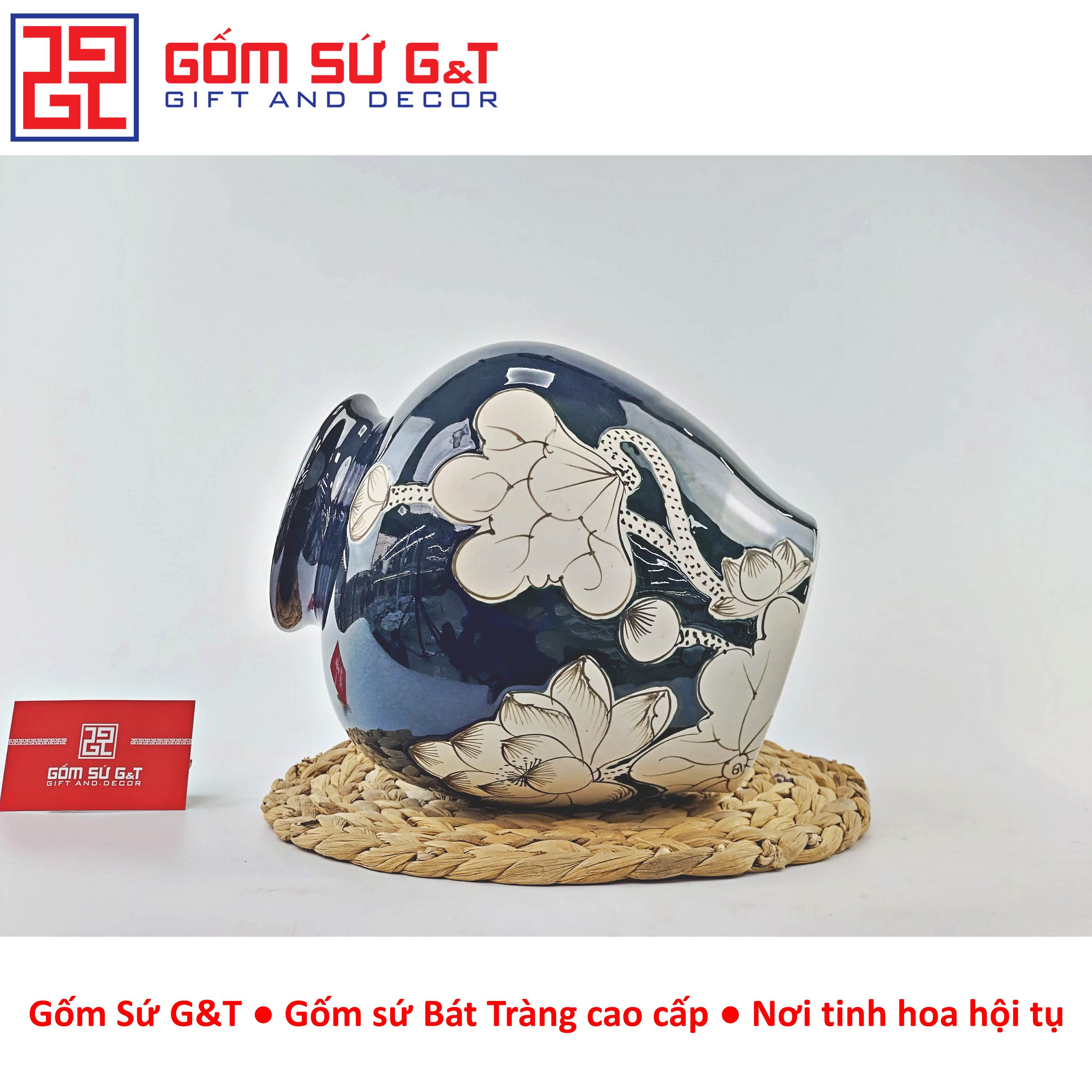 Lọ hoa men hỏa biến dáng vò vẽ sen Gốm Sứ G&amp;T