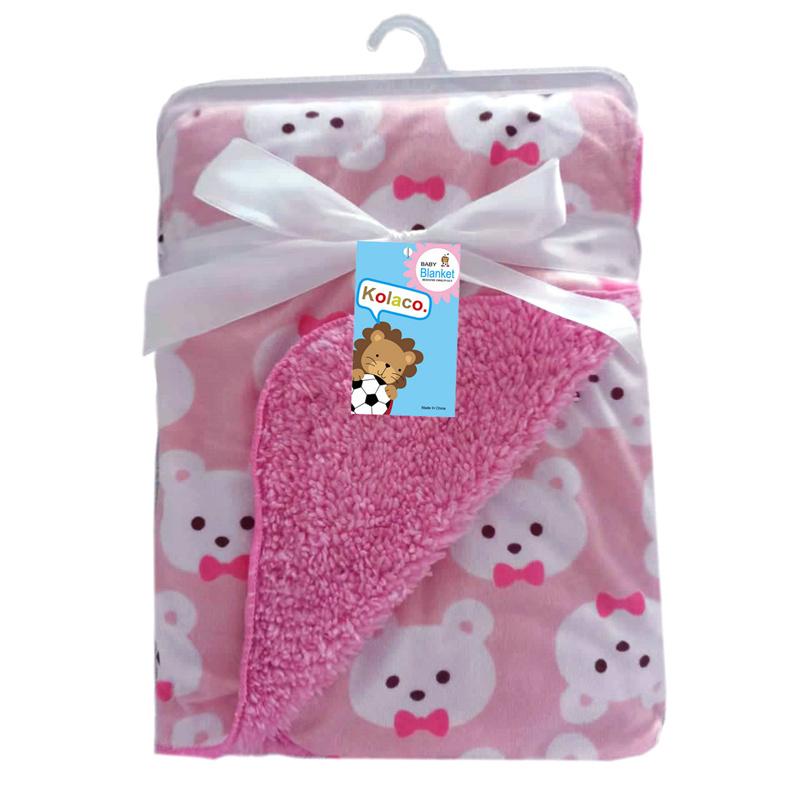 Chăn Cho Bé Mới Làm Dày 2 Lớp Ngắn Len Trẻ SƠ SINH Swaddle Bao Bọc Động Vật In Hình Bé Sơ Sinh Gối