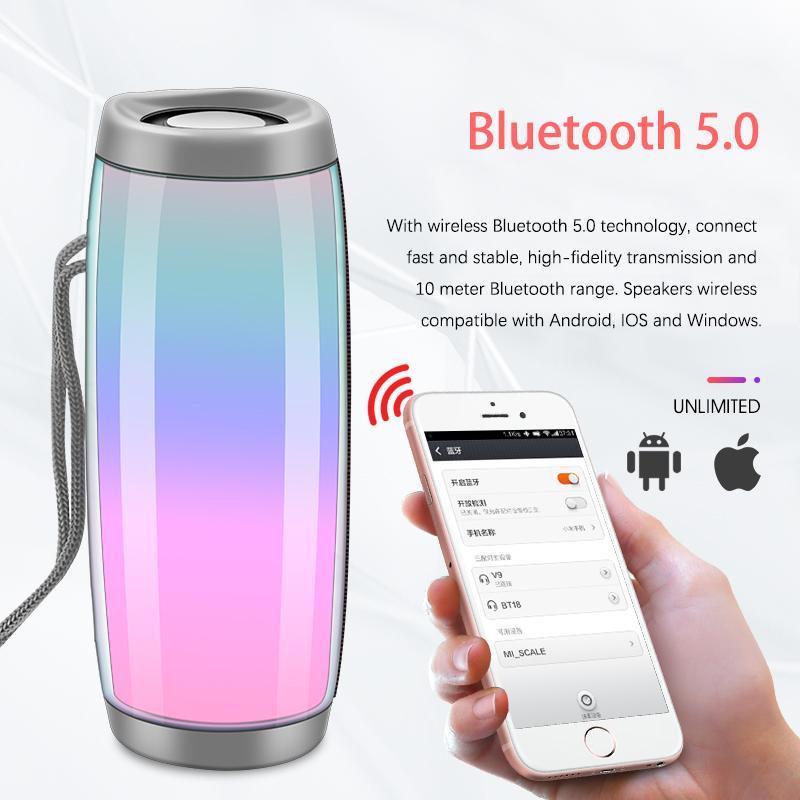 LED Caixa de som portatil loa bluetooth loa phát thanh FM LUZ blutooth di động di động di động loa boombox loa USB aux tf Color: Green