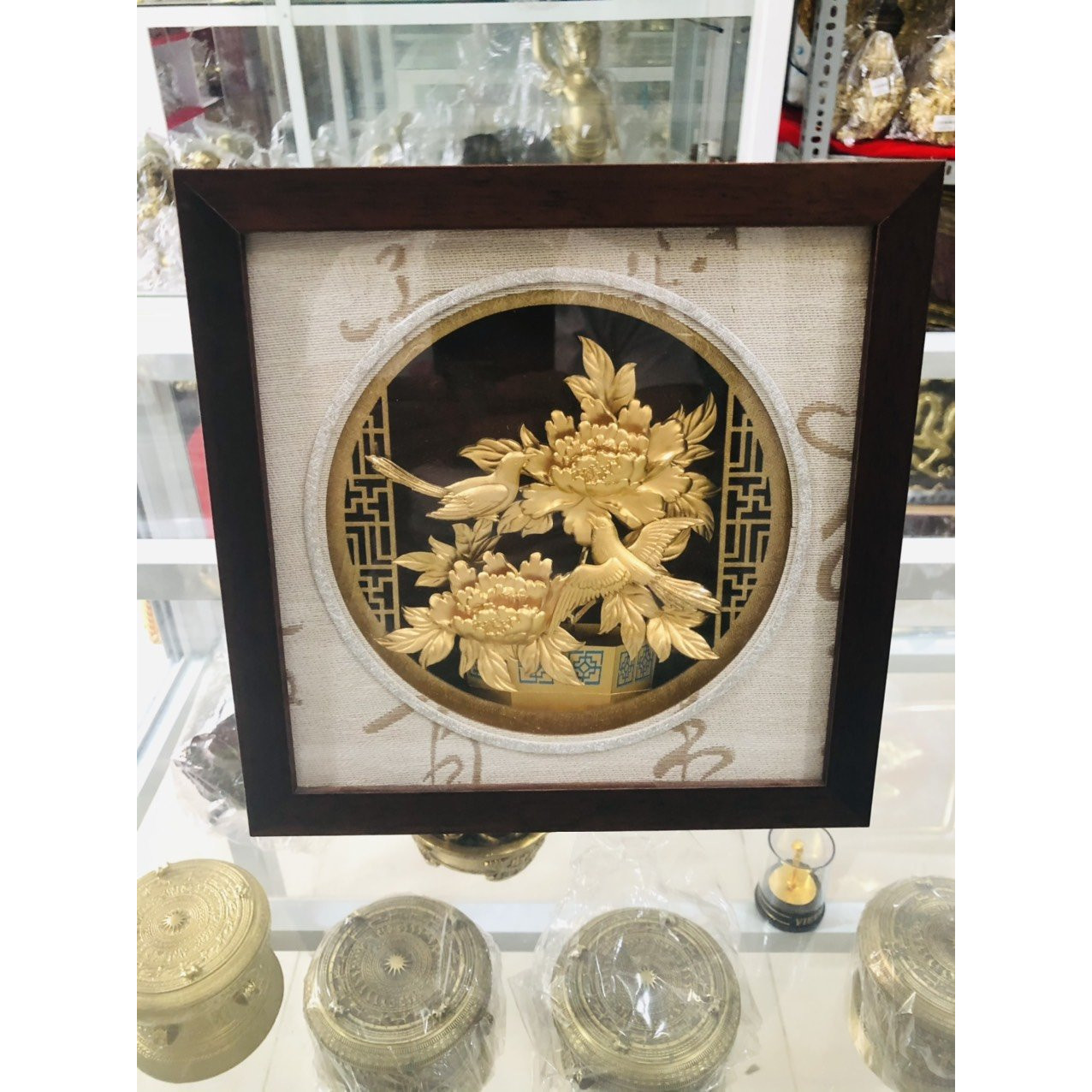 Tranh liên hoa mạ vàng 24k,tranh quà tặng cao cấp