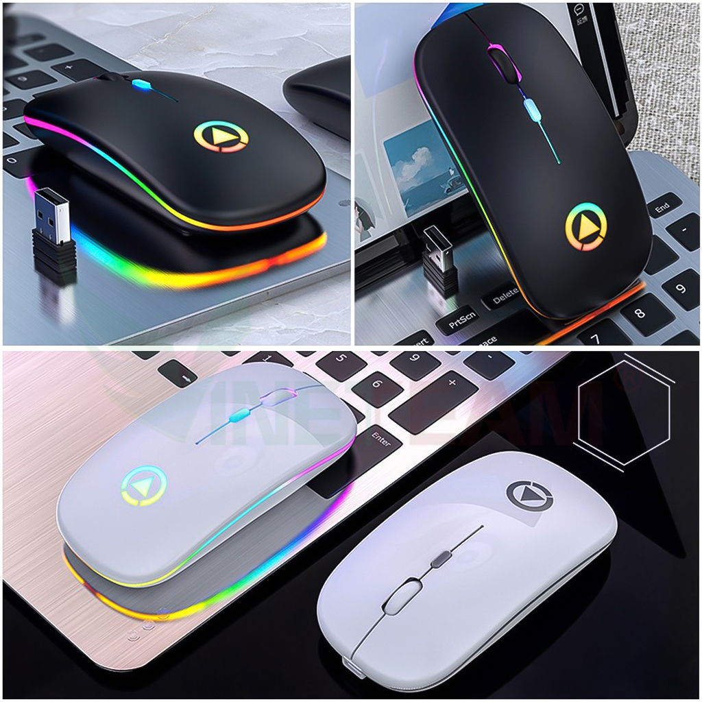 Chuột Không Dây Sạc Điện Vinetteam A2 Pro Chống Ồn Thiết Kế Công Thái Học Led RGB Dành Cho Laptop Mac PC - Hàng Chính Hãng