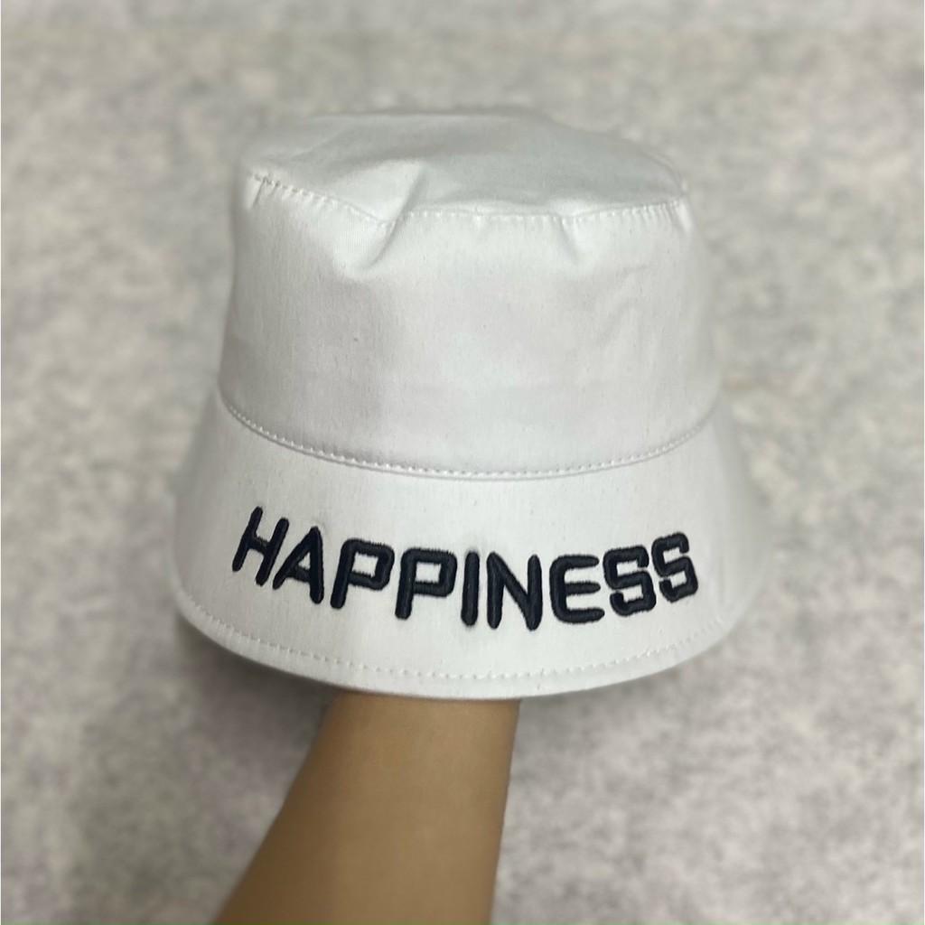 Nón mũ vành thêu chữ HAPPINESS chất kaki bố xinh xắn, thời trang