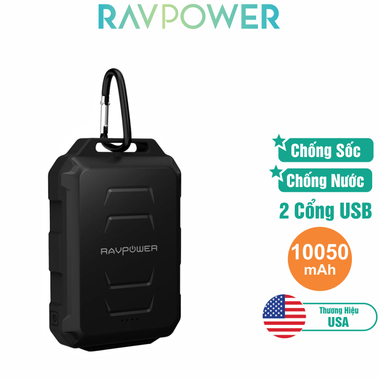 Pin Sạc Dự Phòng RAVPower 10050mAh RP-PB044 Chống Nước Siêu Nhỏ - Hàng Chính Hãng