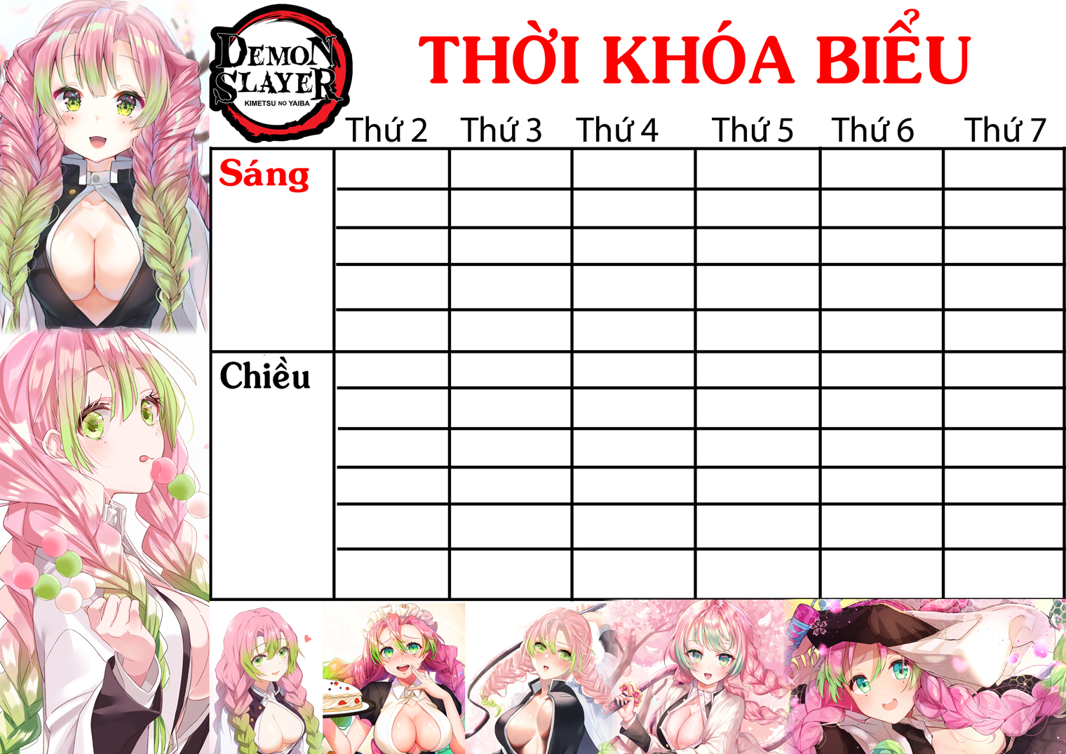 COMBO 5 THỜI KHOÁ BIỂU Kimetsu no Yaiba nhiều mẫu khasc nhau 15x21cm