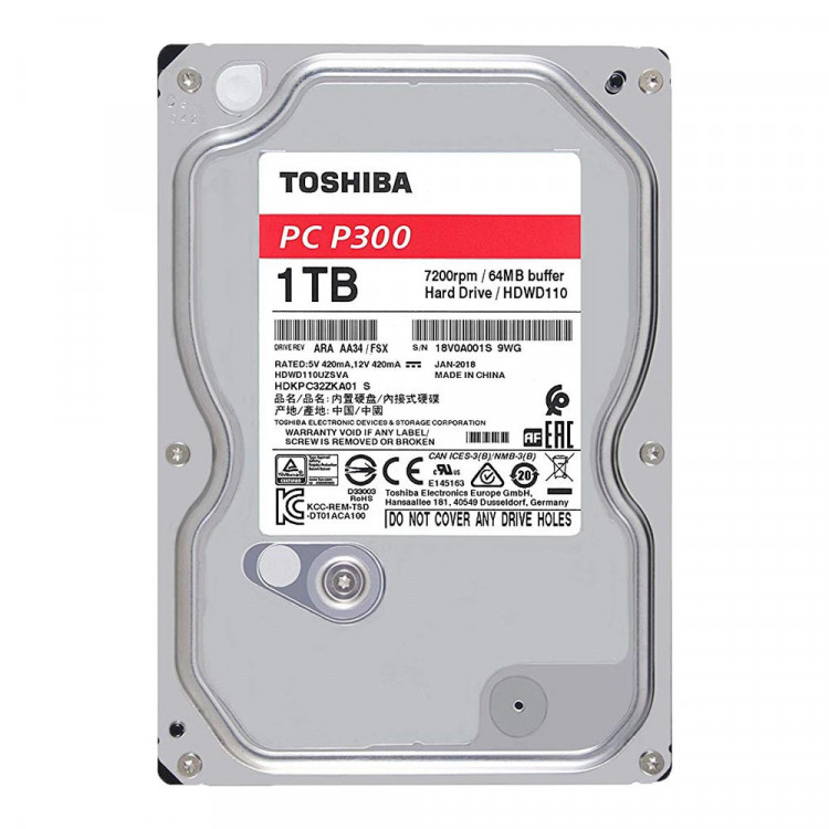 Ổ cứng HDD Toshiba P300 3.5" 1TB SATA 7200RPM 64MB (HDWD110UZSVA)