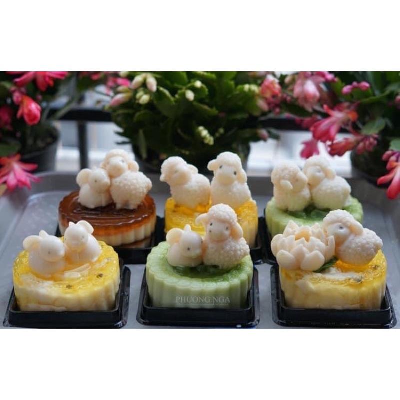 Khuôn silicon thỏ và khuôn cừu 2 mảnh làm thạch tạo hình