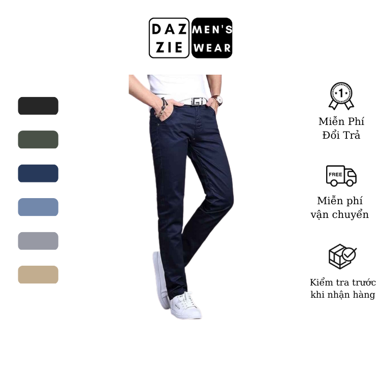 Quần Kaki Nam Dài DazzieMenwears  chất Cotton Khaki Cao Cấp, Mềm mịn phối đồ thời trang trẻ trung