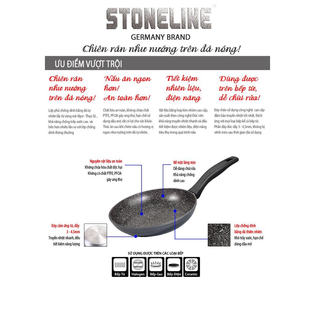 Chảo chống dính bếp từ phủ đá thiên nhiên - STONELINE - 20cm