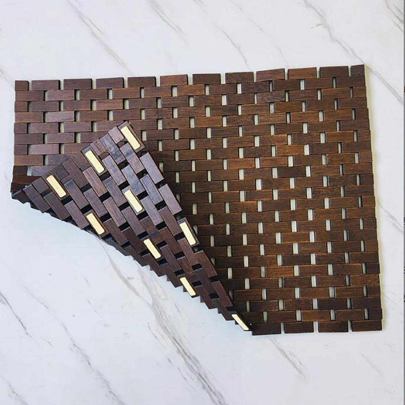Bath Mat Anti Slip Bathmat Floor Mat Bamboo Wood Shower  Floor Rug