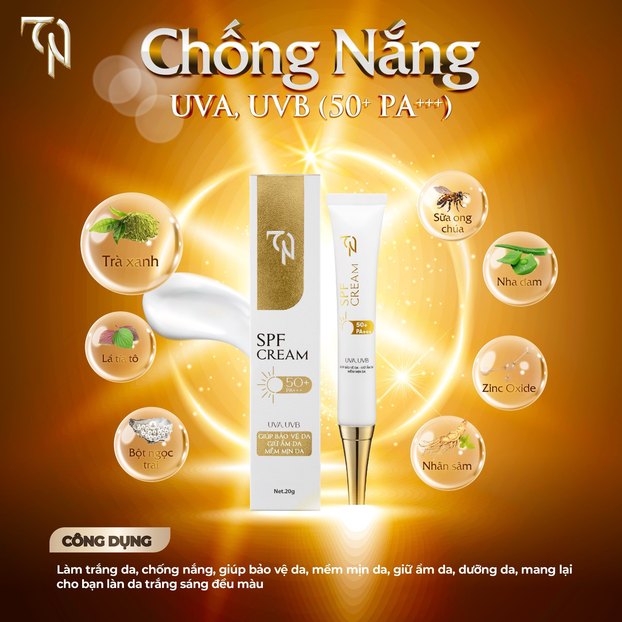 Kem Chống Nắng Collagen X3 Mỹ Phẩm Đông Anh Chính Hãng 20g Nâng Tông Dưỡng Ẩm Trắng Da Spf 50+++
