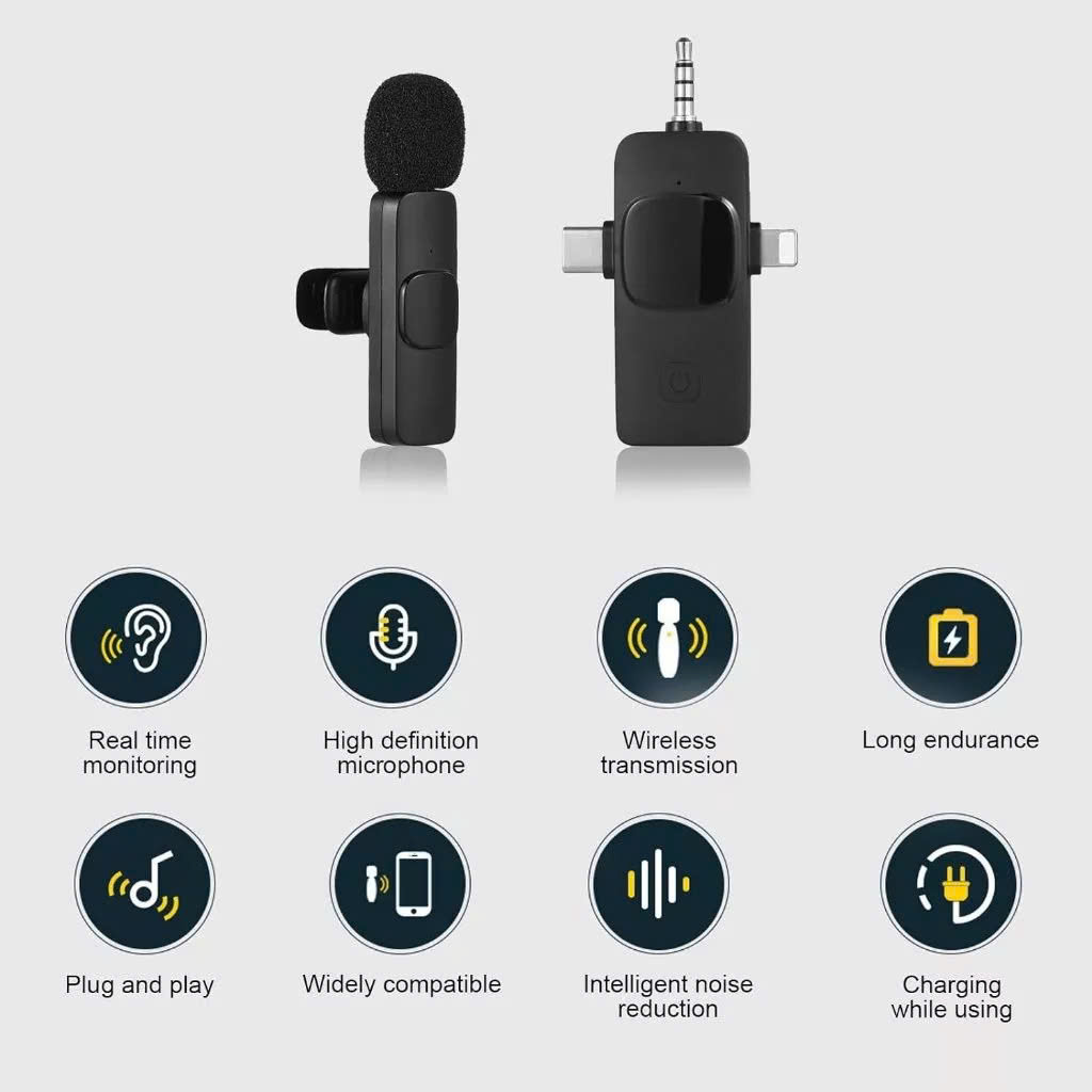 Micro Thu Âm Cài Áo Không Dây 2 Mic 3 Trong 1 Cho Điện Thoại (Android Cổng Type C – Iphone IOS Cổng Lightningg) Máy Tính Bảng PC Laptop Máy Ảnh (Jack 3.5) Loa Smartphone Lọc Tiếng Ồn Xa 20m Quay Video Tiktok Livestream Review Vlog Youtube – Hàng Nhập Khẩu