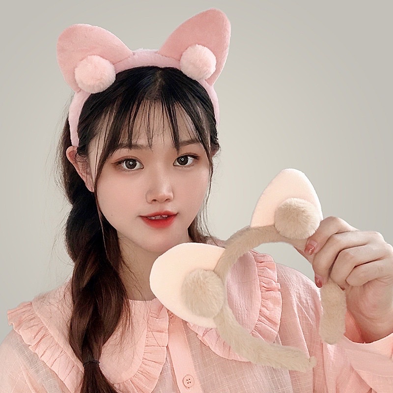 Sét 2 cài tóc tai mèo , tai thỏ bông xinh xắn dễ thương phong cách Hàn Quốc nhiều màu phụ kiện làm đẹp cho phái  nữ