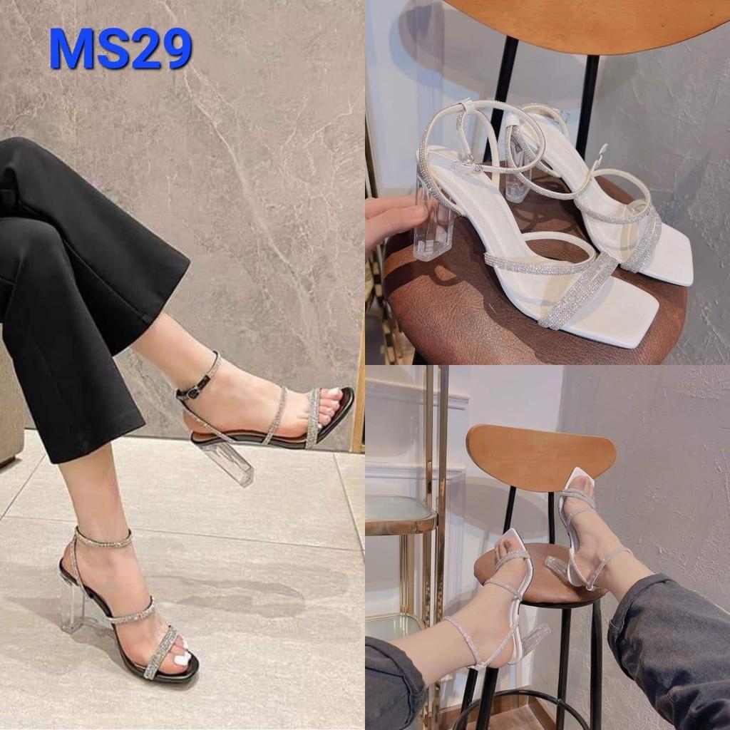 Giày Sandal Cao Gót Nữ 7 Phân Đính Đá Hàng Loại 1 - MS 029