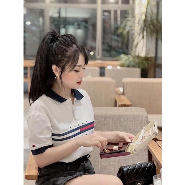 Áo polo TM phối sọc đỏ 2 màu cho nữ️Thời Trang Elisa️