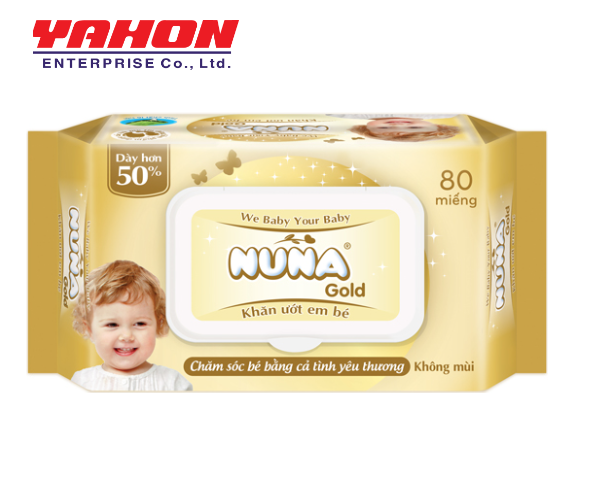 Khăn ướt Nuna Gold 80 Miếng Không Mùi