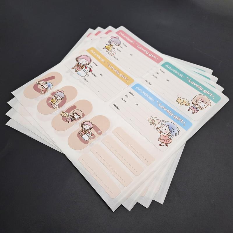 Nhãn Vở Học Sinh Lovely Girl Kèm Sticker - futurebook N102 (16 Nhãn)