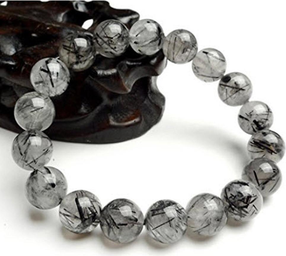 Vòng Tay Thạch Anh Trắng Tóc Đen Tự Nhiên 11mm