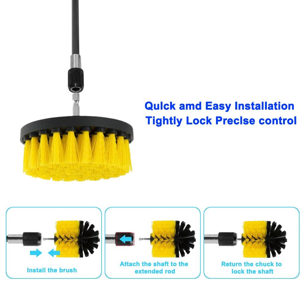 Electric Power Scrubber Drill Brush Kit Bathroom Tile Grout Drill Brush Plastic Round Nylon Carpet Glass Brushes Cleaning Tool