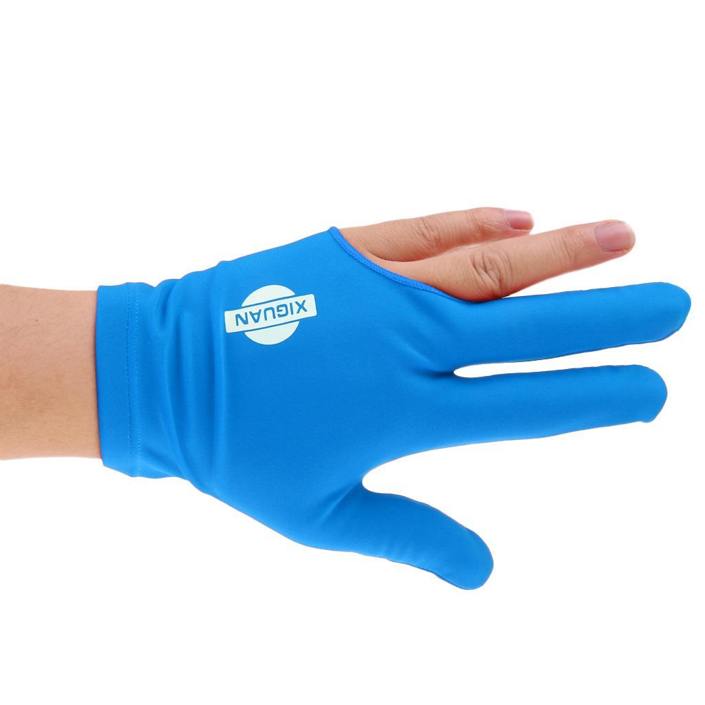 10xSpandex Snooker Billiard Pool Cue Glove Left Hand 3 Finger Accessory Blue