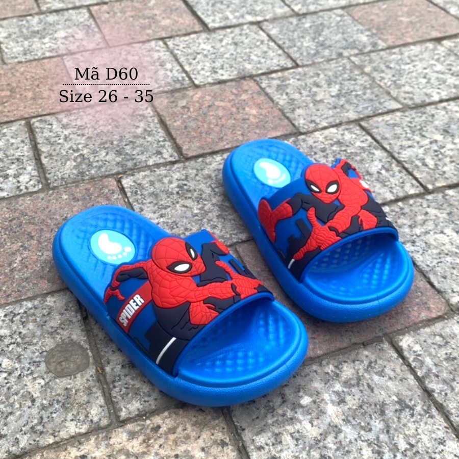 Dép siêu nhân spiderman - Dép lê cho bé trai 3 - 9 tuổi nhựa dẻo siêu êm chống trơn trượt đi trong nhà, đi biển D41