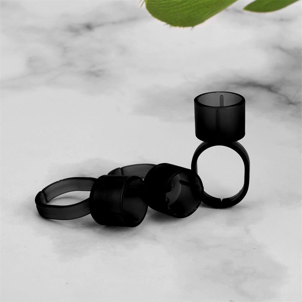 50pcs Disposable Tattoo Ink Cups Pigments Holder Rings with Sponge Black