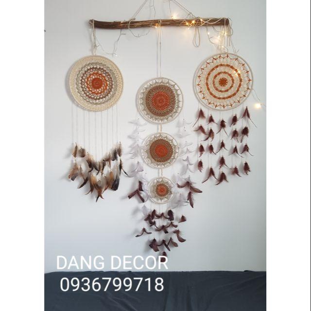 Bộ dreamcatcher trang trí nhà cửa phong cách vintage màu nâu gỗ ấm áp