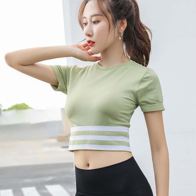 Áo Tập Thể Thao Gym Yoga Nữ Azuno AZ2050 Dáng Croptop Chất Liệu Cotton Mát Thấm Mồ Hôi Tốt