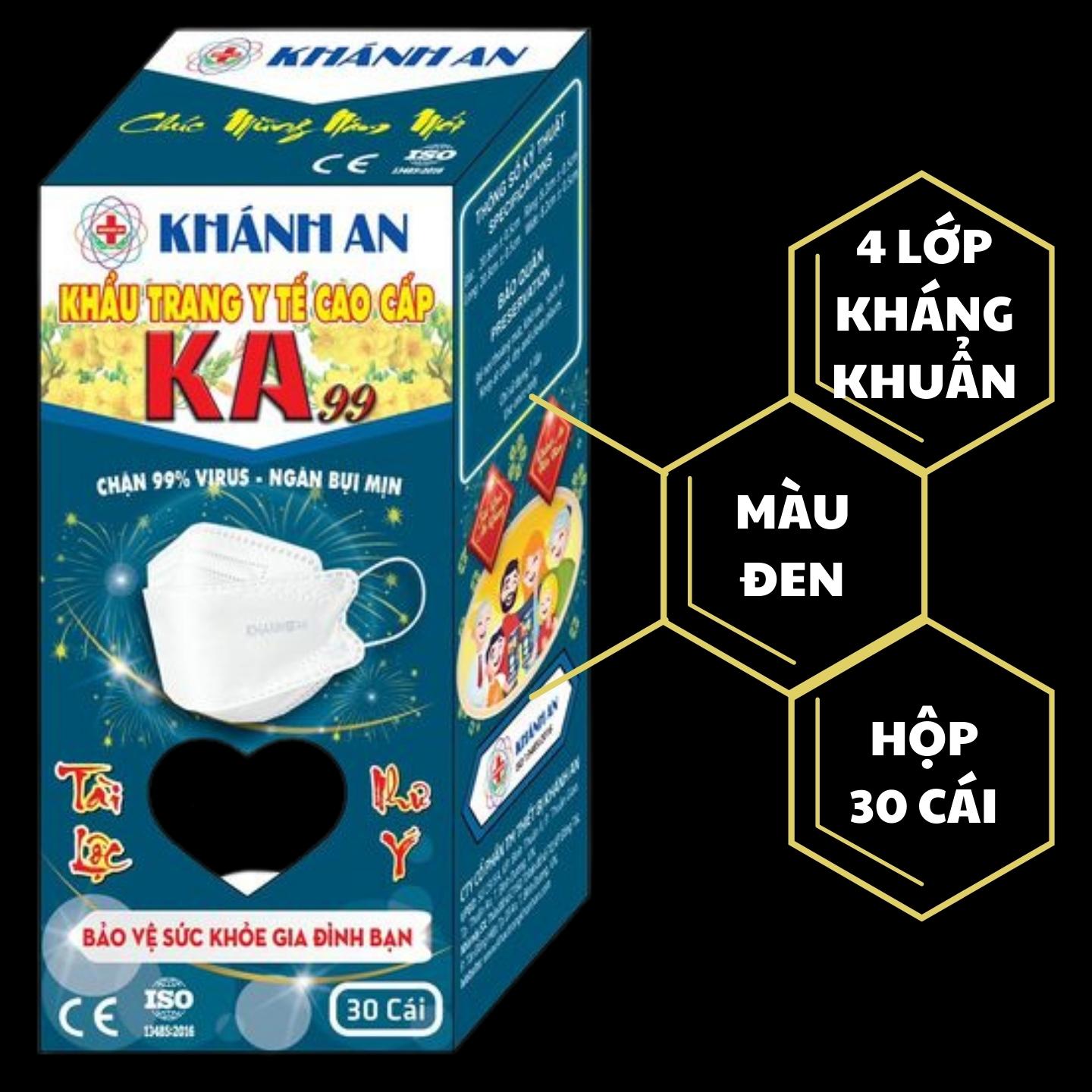 30 cái Khẩu trang y tế 4D Khánh An KA99 ngăn bụi vi khuẩn 99% ôm sát khuôn mặt không dính son và rất dễ thở