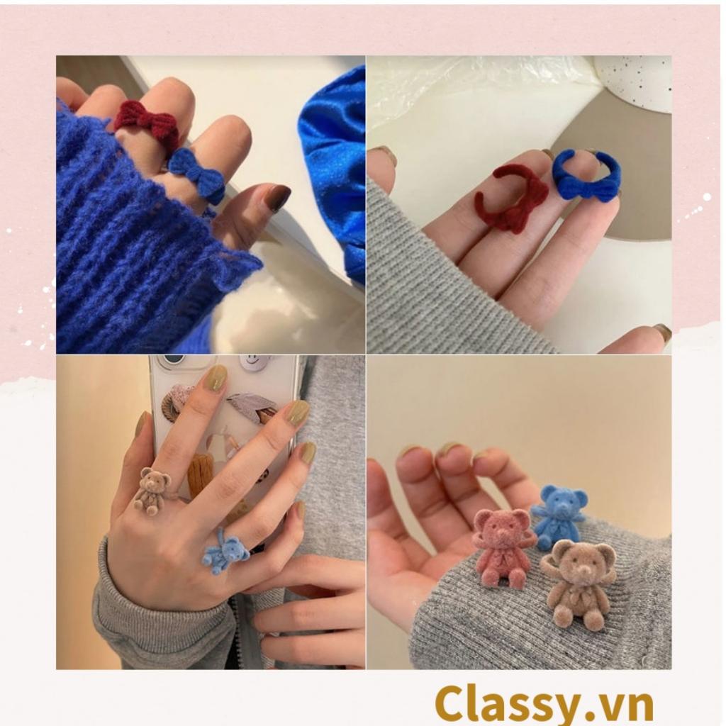 Nhẫn hở bọc vải nhung Classy họa tiết nơ độc đáo PK1396