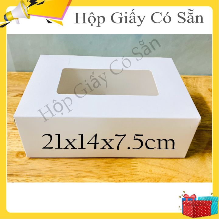 Hộp giấy trắng size 21x14x7.5cm combo 10 hộp