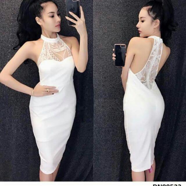 Đầm body phối ren hoa cao cấp