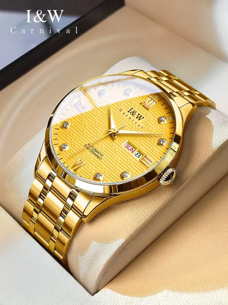 Đồng hồ nam chính hãng IW CARNIVAL IW651G-2 Kính sapphire ,chống xước ,Chống nước 50m ,Bảo hành 24 tháng,Máy cơ (Automatic),dây kim loại thép không gỉ 316L, thiết kế đơn giản dễ đeo