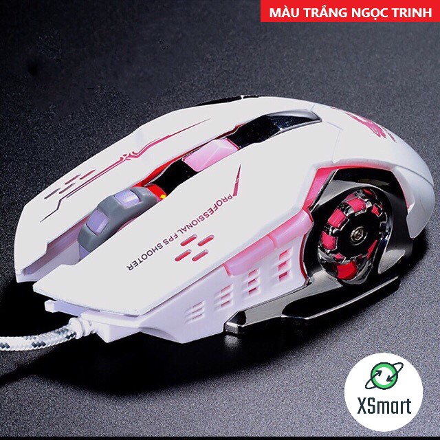 Chuột Game Có Dây XSmart FREE WOLF V5 LED 7 màu cực đẹp chuyên gaming, siêu bền, chỉnh được dpi - Hàng Chính Hãng