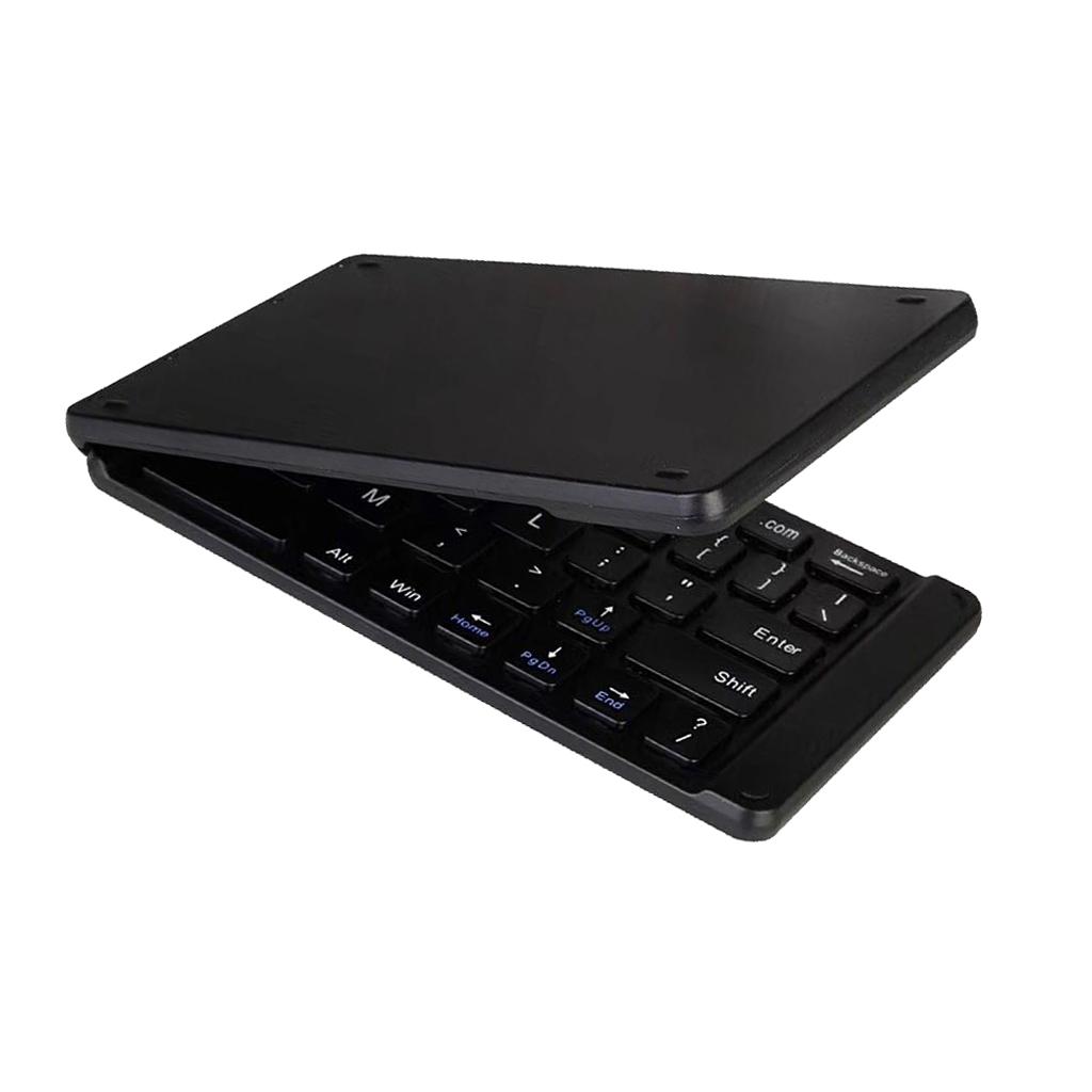 Foldable Bluetooth Keyboard, Ultra-Flat BT Folding Keyboard with Quiet Touch Keys for Smartphones Tablets, Black