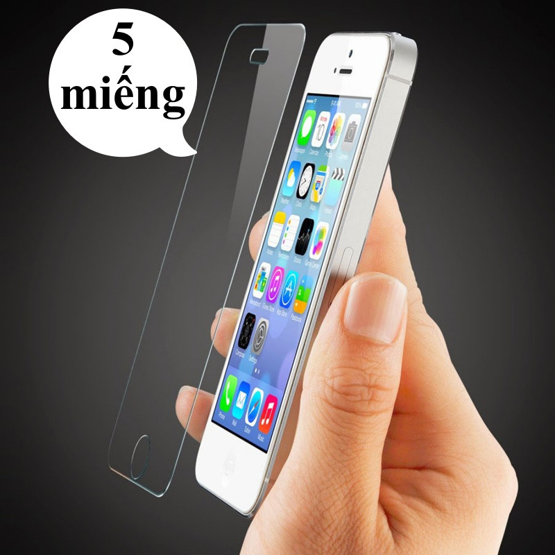 Combo bộ 5 miếng kính cường lực 9H dán màn hình cho iPhone 5/5S/5SE