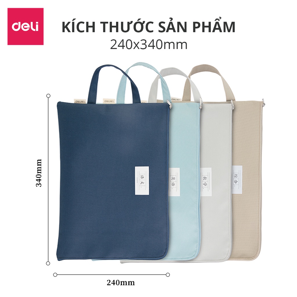 Túi Vải Đựng Tài Liệu Khổ A4 Có Khóa Kéo Quai Xách Tiện Lợi Dành Cho Học Sinh Văn Phòng - 72468