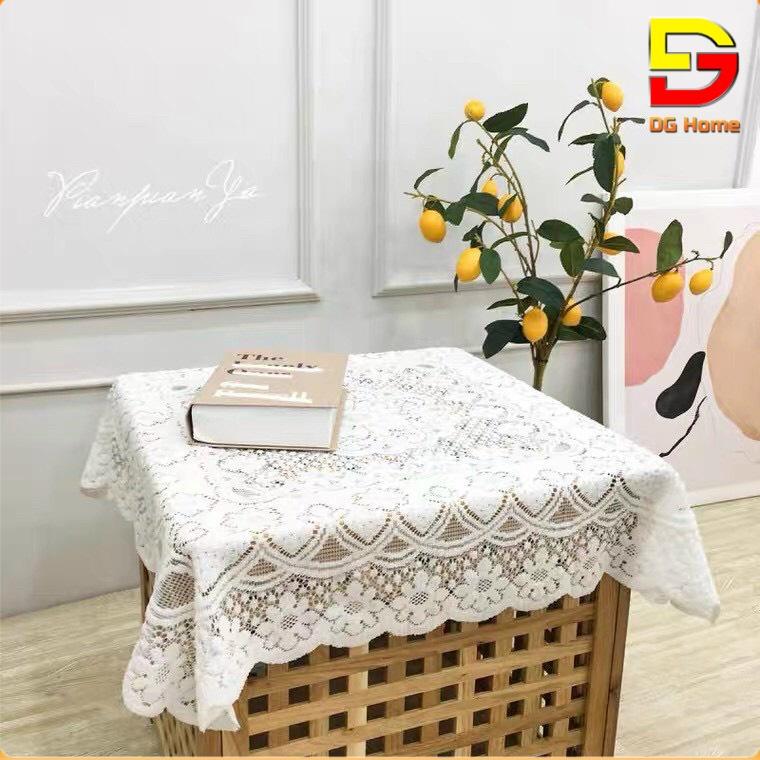 Khăn Trải Bàn Trắng Thêu Ren Hoa Tuyệt Đẹp Decor Chụp Ảnh - Tấm Trải Phủ Tab Đầu Giường DG-57