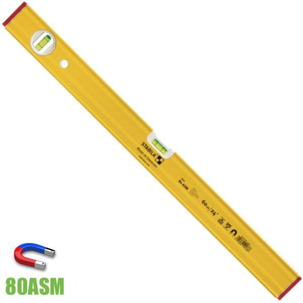 Thước thủy Nivo Stabila 60cm có nam châm, 2 bọt thủy, đầu chống sốc, Stabila 19178