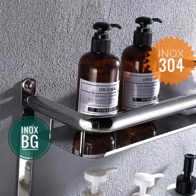 Kệ để đồ nhà tắm 3 tầng có móc treo và thanh treo khăn