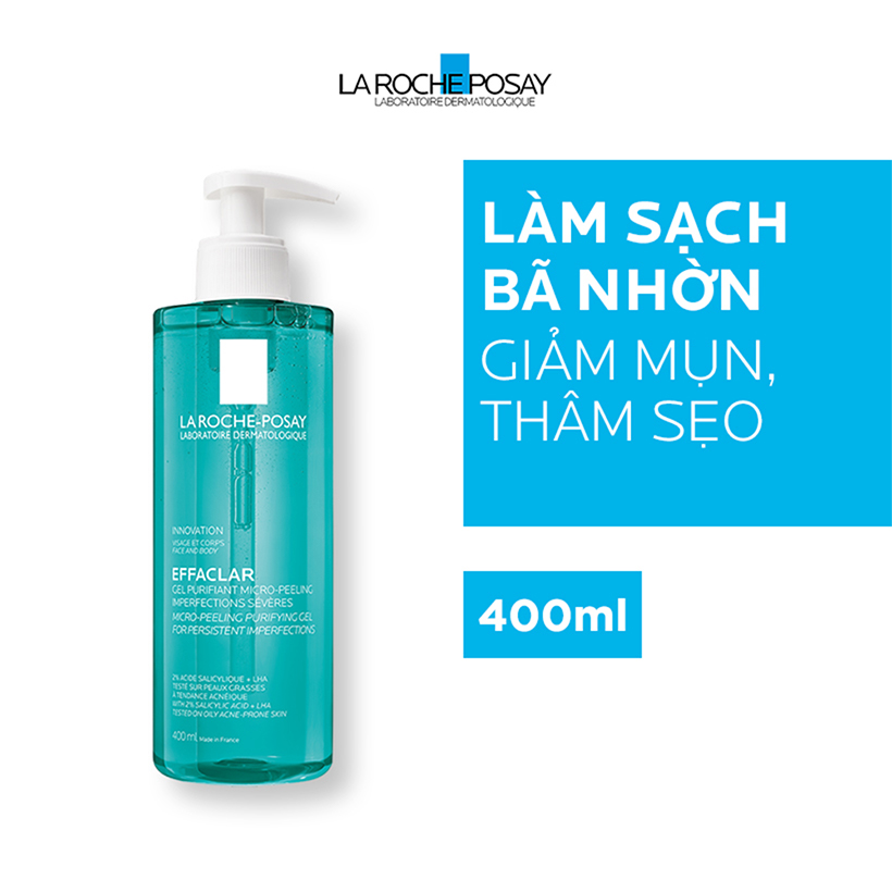 Bộ Gel rửa mặt và tắm giúp làm sạch bã nhờn,giảm mụn &amp; thâm sẹo &amp; ngăn ngừa mụn tái phát La Roche-Posay Effaclar Micro-Peeling Purifying Gel