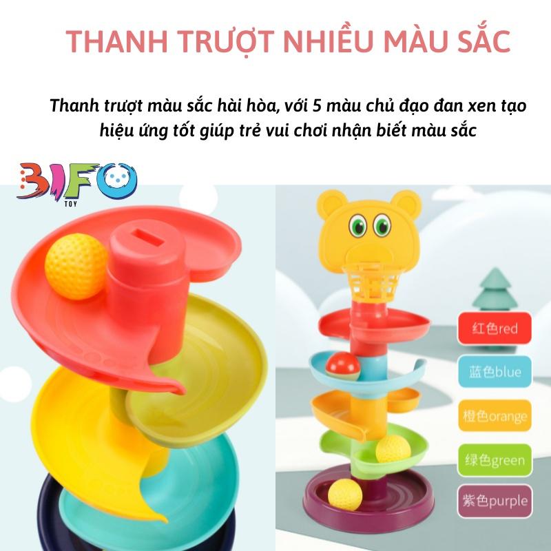 Cầu trượt cho bé -Thả bóng xoay tròn, Tháp bóng lăn và đồ chơi bóng rổ, Trò chơi vận động cho bé yêu