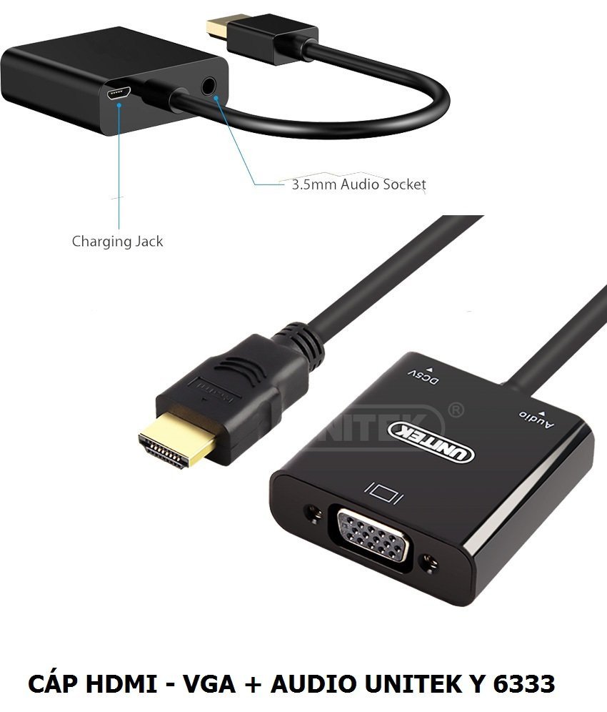 Cáp HDMI ra VGA + AUDIO UNITEK Y6333