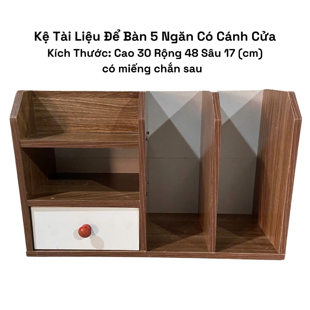 Kệ Sách Để Bàn Nhỏ Gọn, Nhiều Ngăn, Decor Bàn Làm Việc Gọn Gàng, Phủ Melamin Chống Nước, Dễ Lắp Đặt, Nhiều Màu Thương Hiệu Gosashi-SDB5Ngan1NK