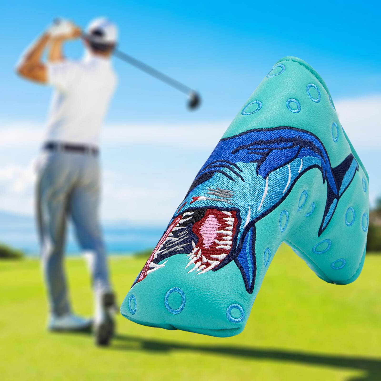 Durable PU Leather Golf Club Headcover Shark Pattern Blade Putter Protector Head Cover Accessories