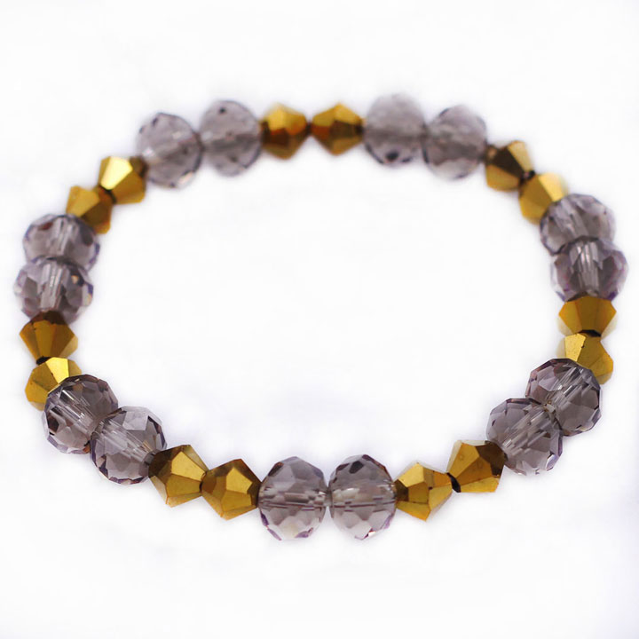 Chuỗi tay pha lê xám nâu giác 8 ly pha lê vàng cắt giác CTFLXNGHFLVGH8 - Vòng chuỗi phong thủy