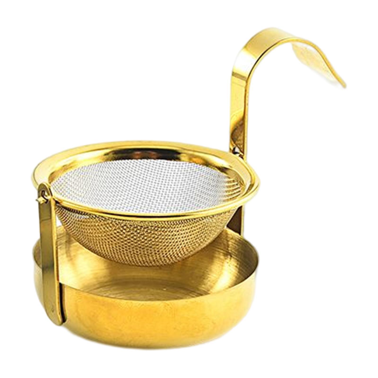 Rotating Tea Strainer  with Handle Teaware Tea Accessories golden