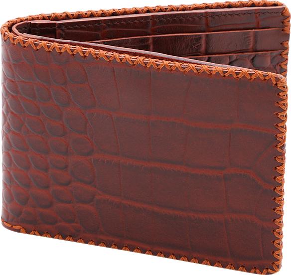 Ví Nam Da Bò Dập Vân Cá Sấu Handmade Bifold Wallet VDN2