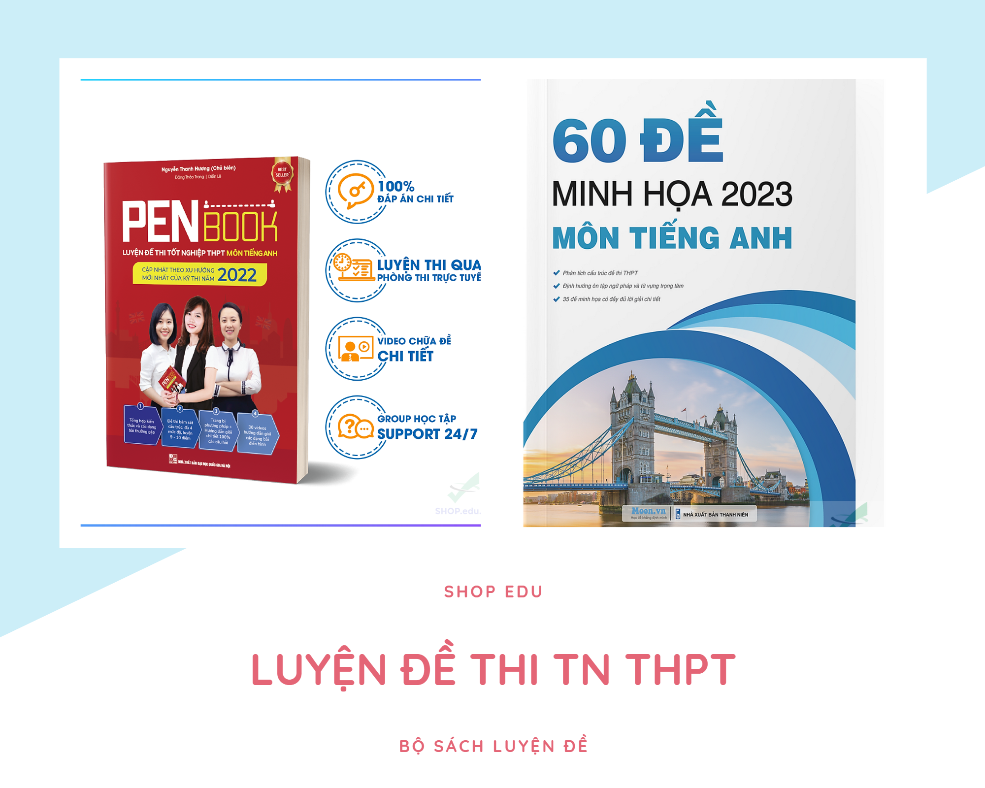 Combo 2 cuốn sách luyện đề môn Tiếng Anh (Penbook 2023 +  Bộ đề minh họa 2023)