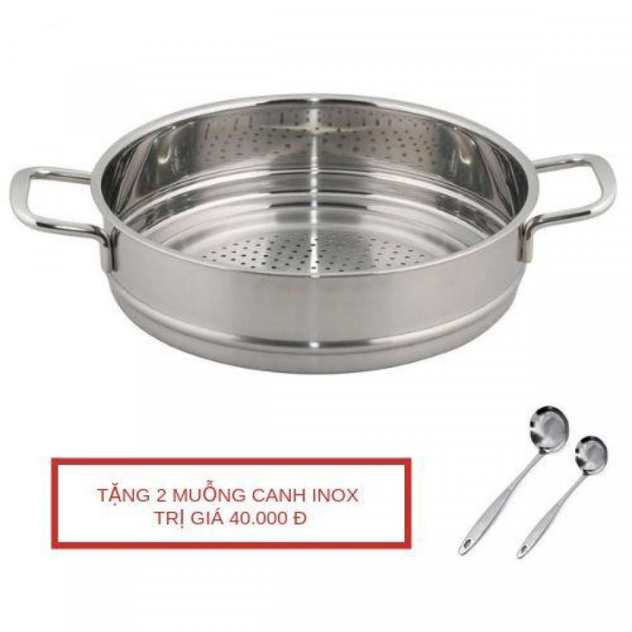 Xửng Hấp Inox 2 Quai Fivestar Tặng 2 Muỗng Canh - Bạc